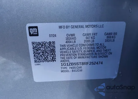 2024 Chevrolet Malibu Fwd Ls from USA, damaged, VIN 1G1ZB5ST8RF252474